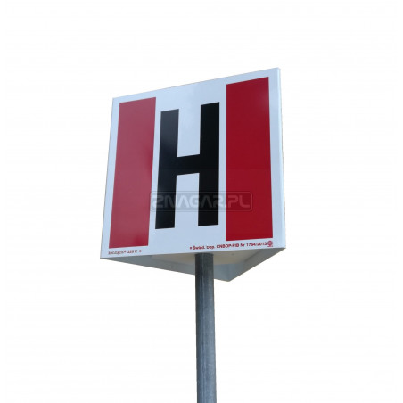 ZNAK PRZESTRZENNY HYDRANT 250x250 Z METALOWYM SŁUPKIEM