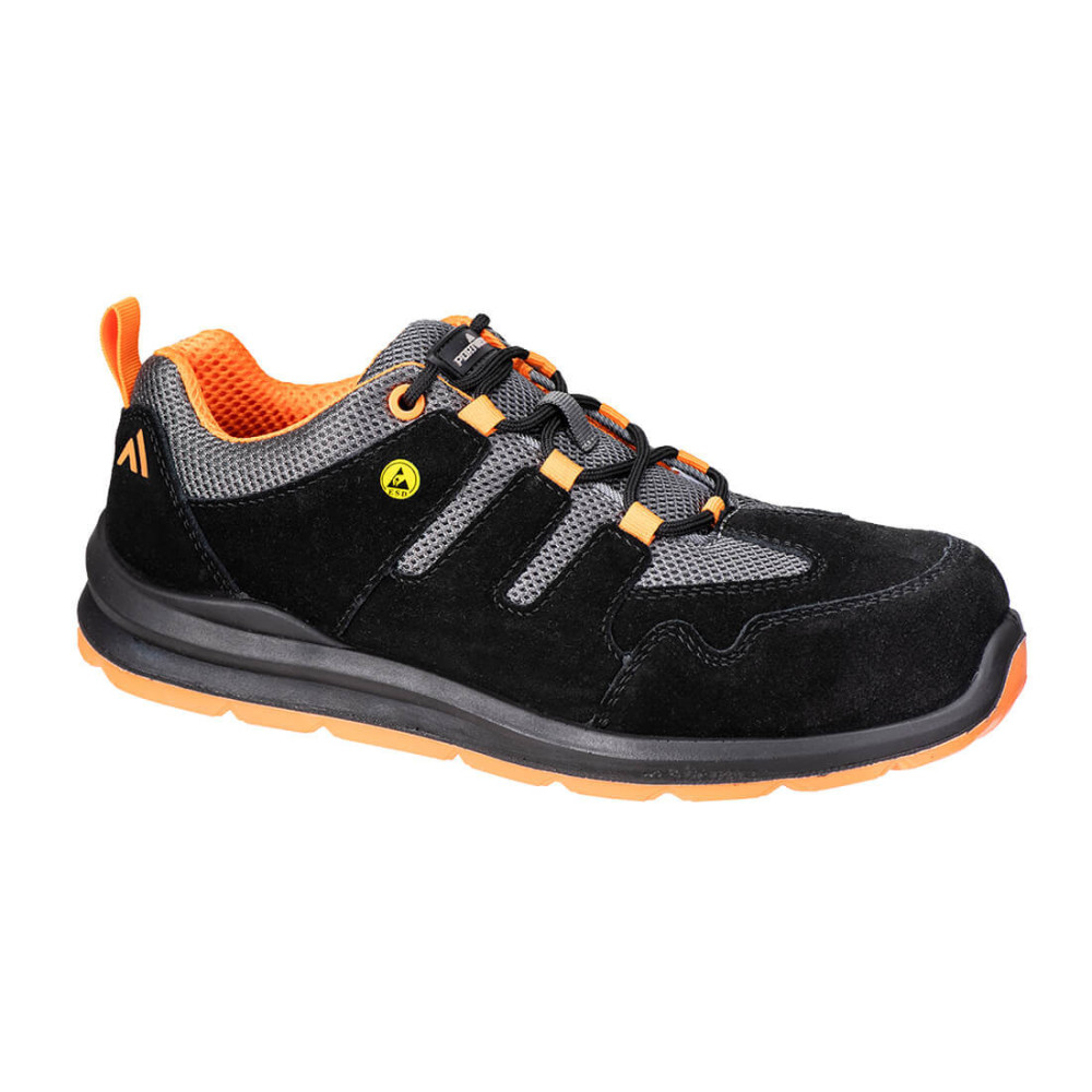 PÓŁBUTY OCHRONNE FE07 S1 ESD SR FO COMPOSITE PORTWEST CZARNO POMARAŃCZOWE
